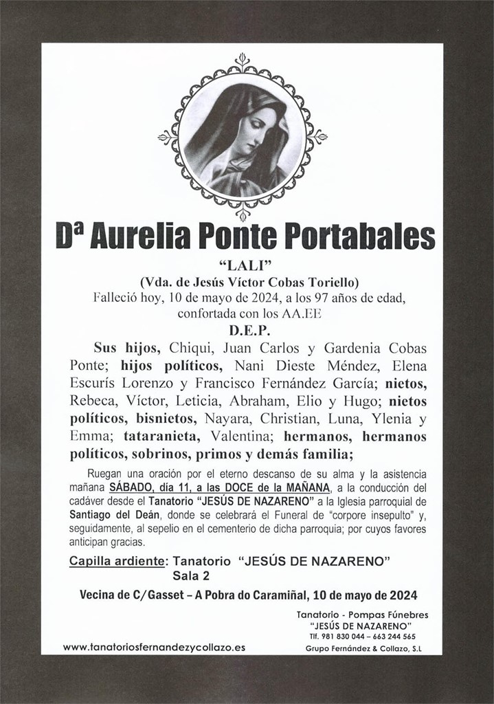 Dª Aurelia Ponte Portabales