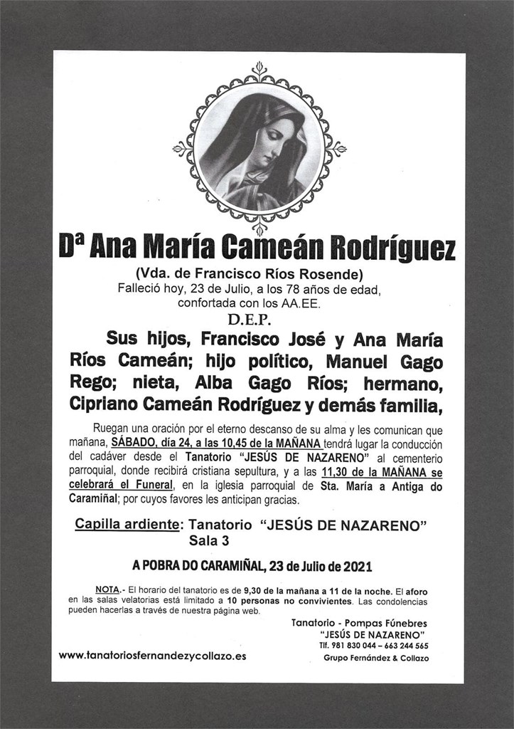 Foto principal Dª ANA MARÍA CAMEÁN RODRÍGUEZ