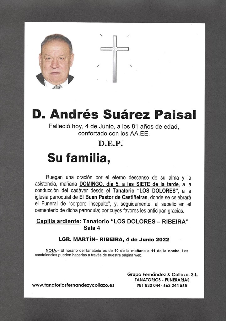 Foto principal D. ANDRÉS SUÁREZ PAISAL 
