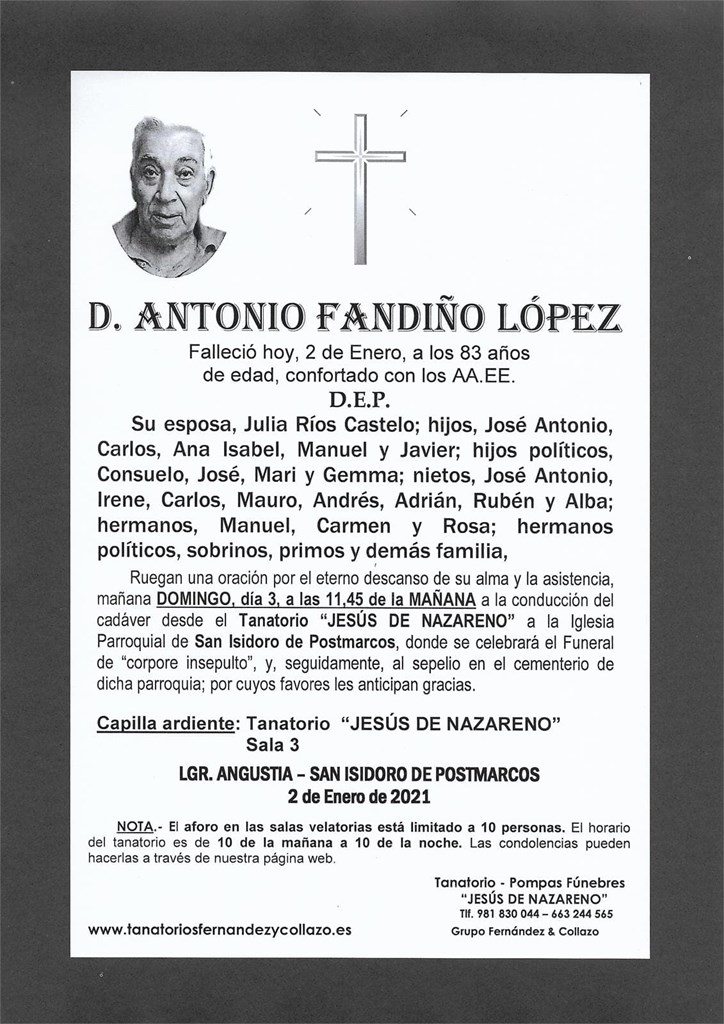 Foto principal D. ANTONIO FANDIÑO LÓPEZ