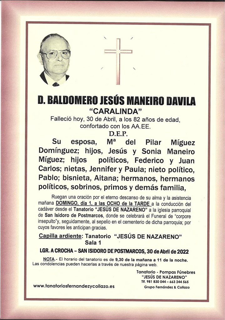 D. BALDOMERO JESÚS MANEIRO DAVILA