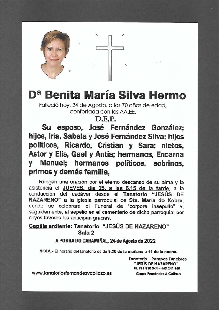 Foto principal Dª BENITA MARÍA SILVA HERMO
