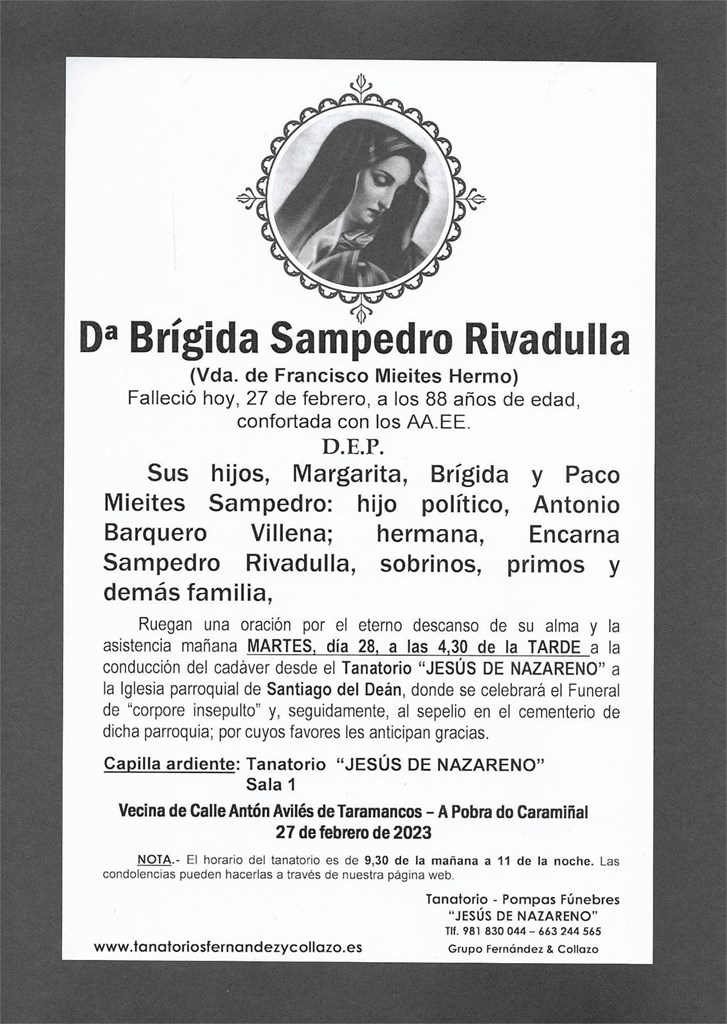Dª Brígida Sampedro Rivadulla  
