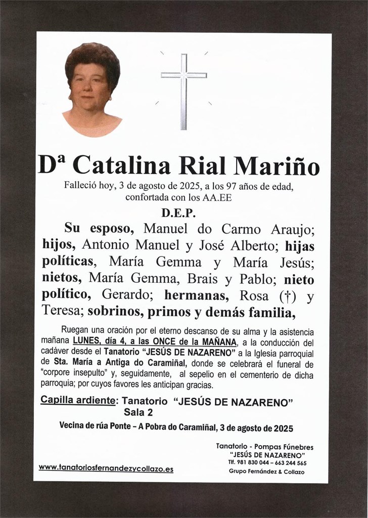 Foto principal Dª Catalina Rial Mariño