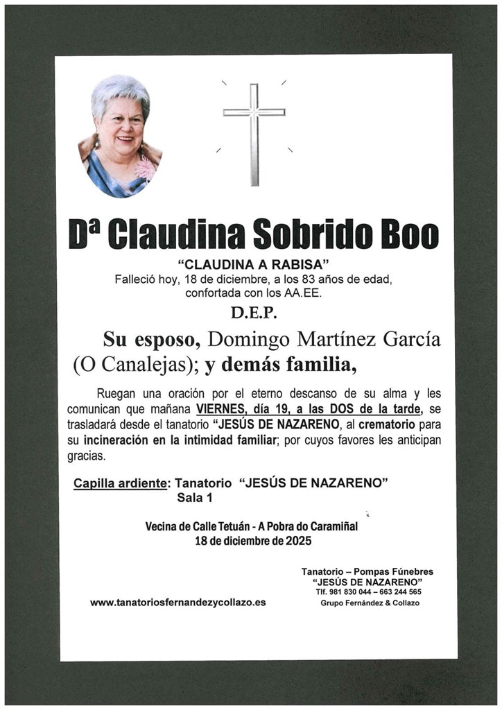Dª Claudina Sobrido Boo