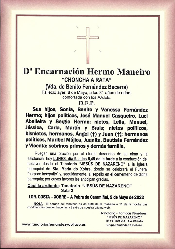 Dª ENCARNACIÓN HERMO MANEIRO