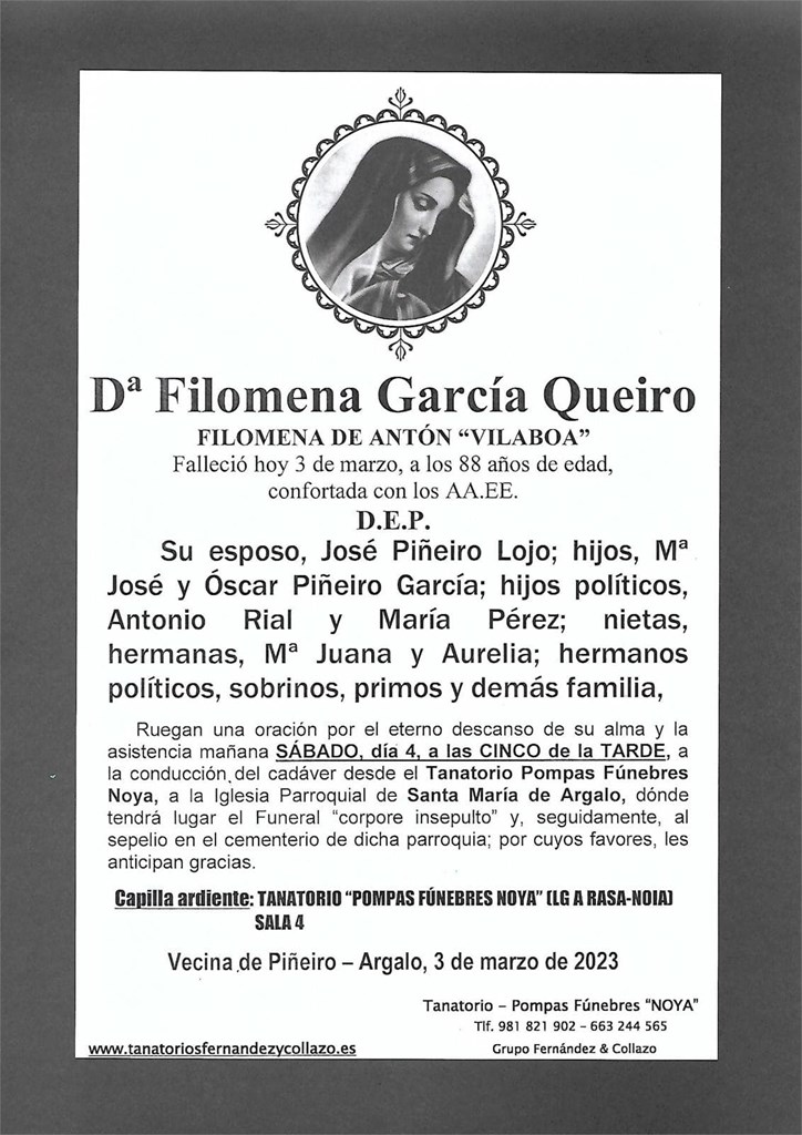 Foto principal Dª Filomena García Queiro