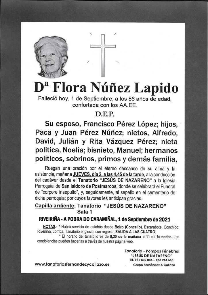 Foto principal Dª FLORA NÚÑEZ LAPIDO