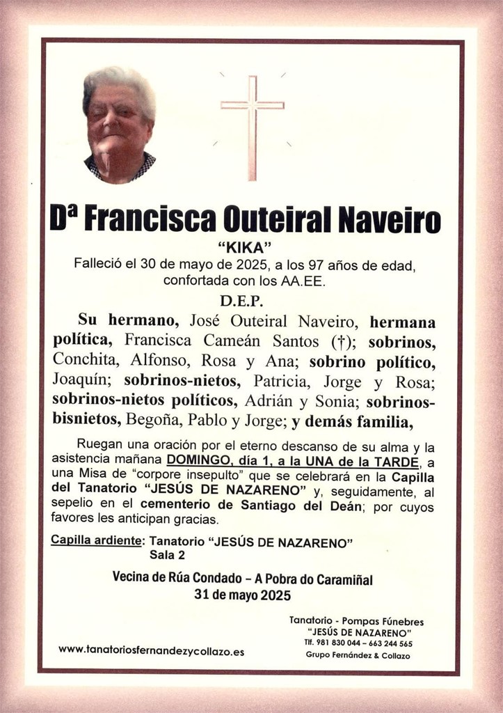 Foto principal Dª Francisca Outeiral Naveiro