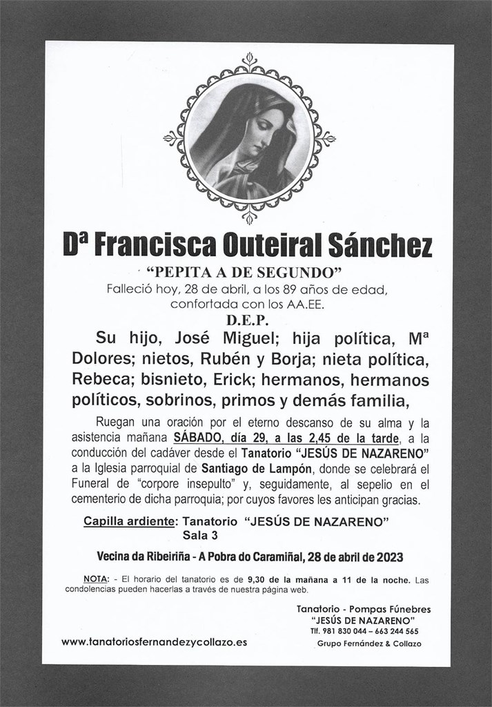 Foto principal Dª Francisca Outeiral Sánchez