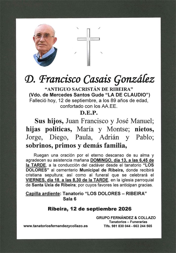 D. FRANCISCO CASAIS GONZÁLEZ