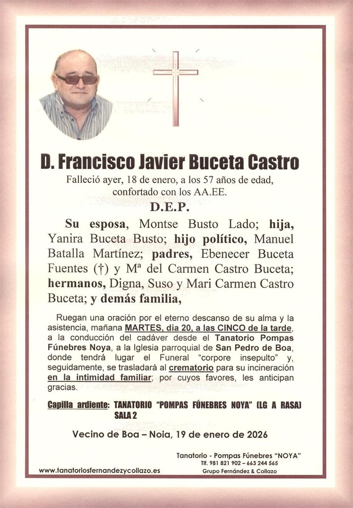D. FRANCISCO JAVIER BUCETA CASTRO 