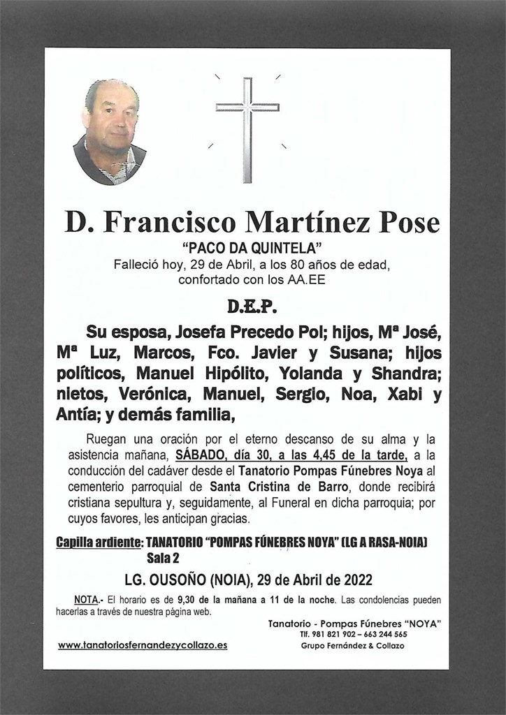 D. FRANCISCO MARTÍNEZ POSE