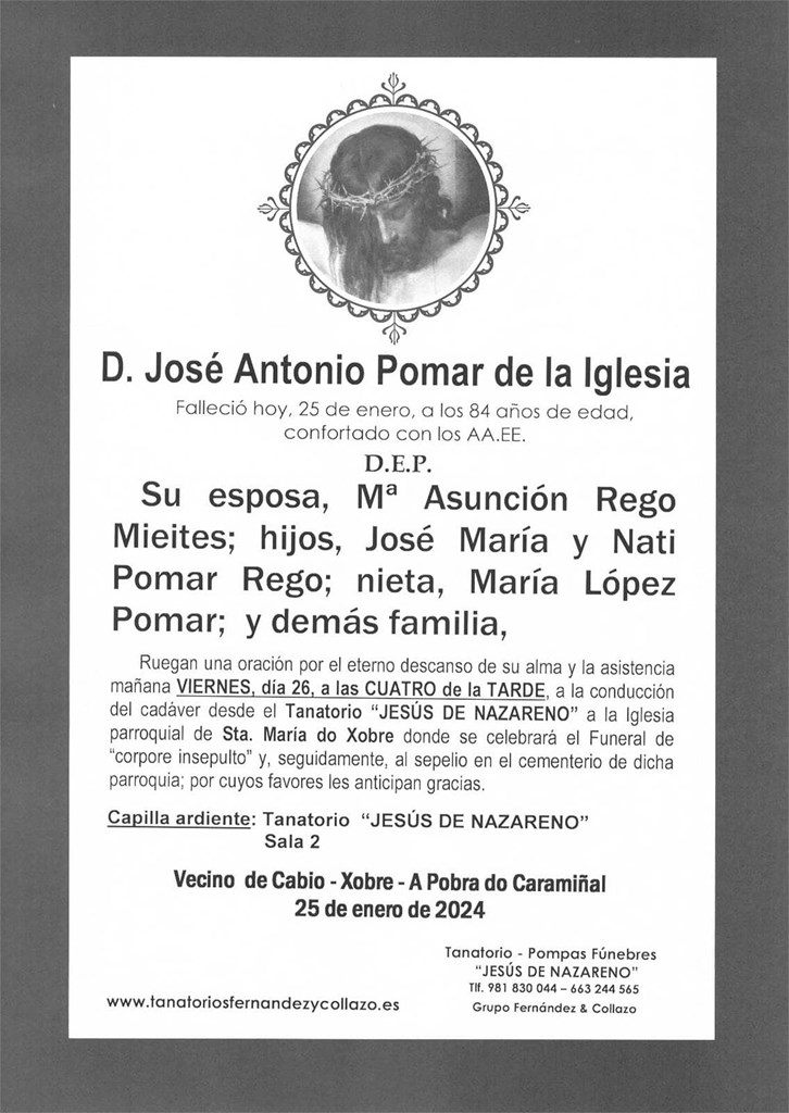 Foto principal D. José Antonio Pomar de la Iglesia
