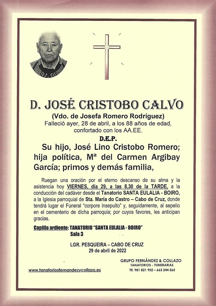 D. JOSÉ CRISTOBO CALVO  