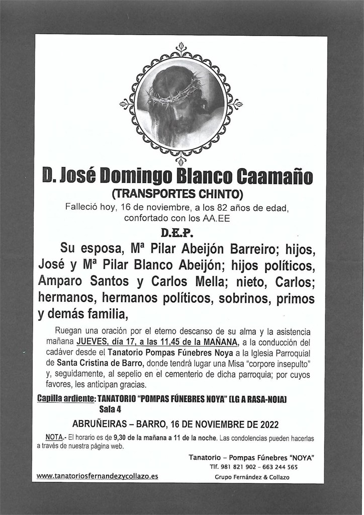 Foto principal D. JOSÉ DOMINGO BLANCO CAAMAÑO