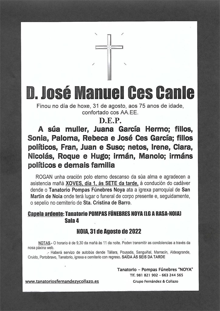 Foto principal D. JOSÉ MANUEL CES CANLE
