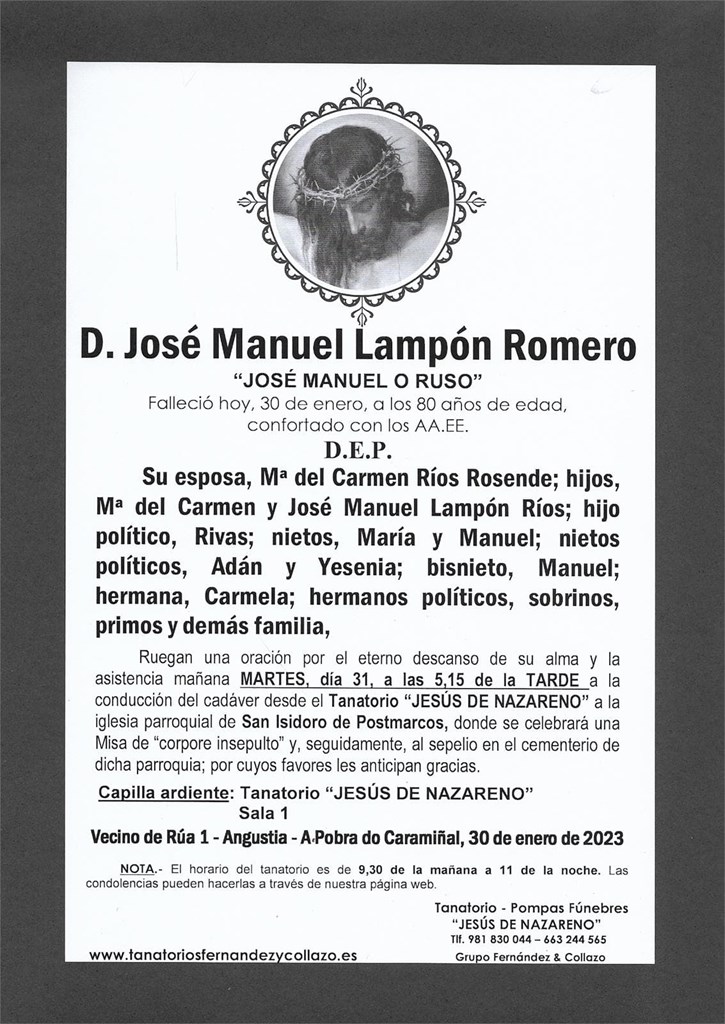 Foto principal D. José Manuel Lampón Romero
