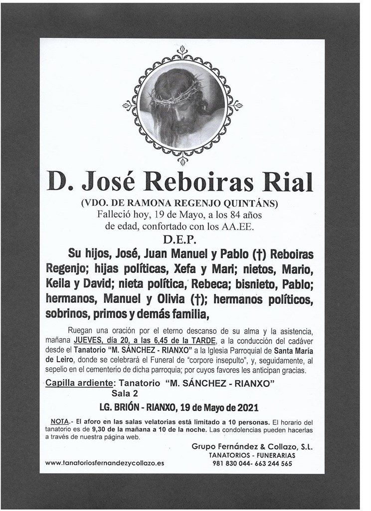 Foto principal D. JOSÉ REBOIRAS RIAL