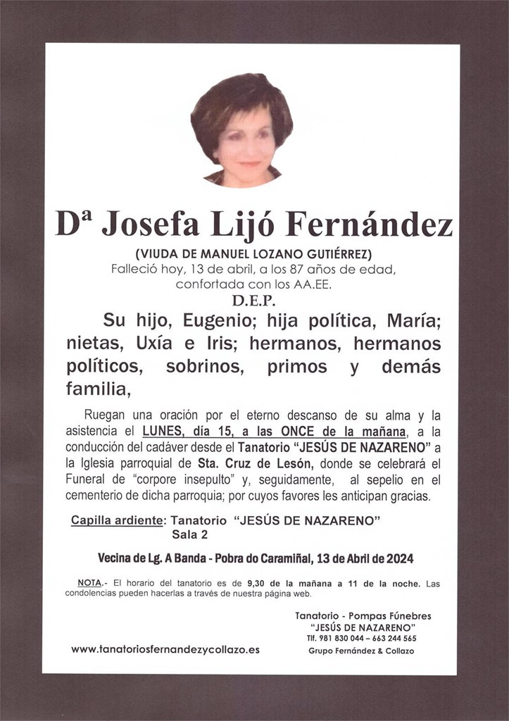 Foto principal Dª Josefa Lijó Fernández