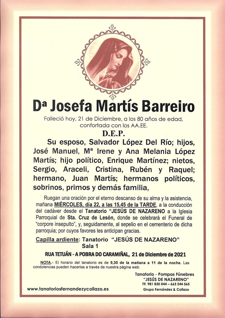 Foto principal Dª JOSEFA MARTÍS BARREIRO