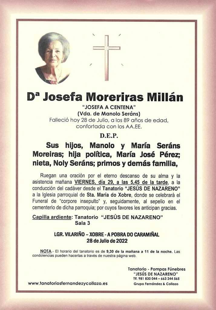 Dª JOSEFA MOREIRAS MILLÁN