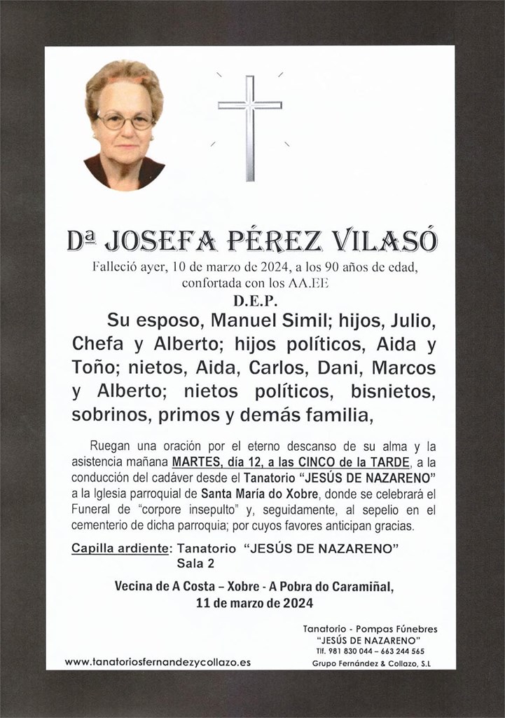 Foto principal Dª Josefa Pérez Vilasó
