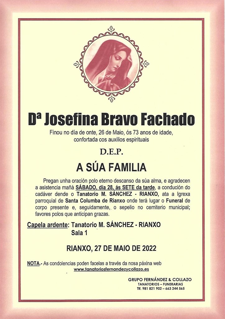 Foto principal Dª JOSEFINA BRAVO FACHADO