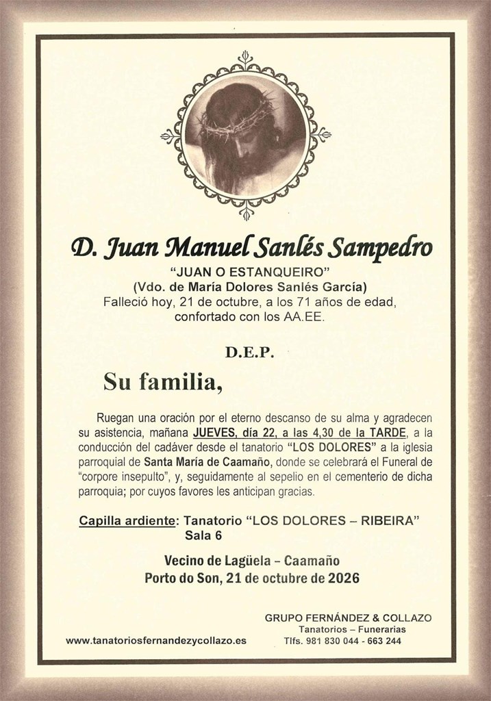 Foto principal D. JUAN MANUEL SANLÉS SAMPEDRO