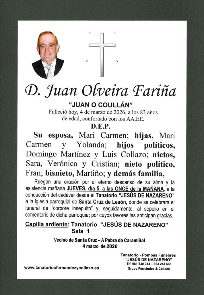D. JUAN OLVEIRA FARIÑA