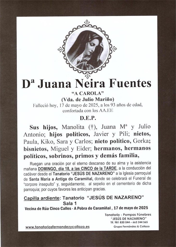 Dª Juana Neira Fuentes
