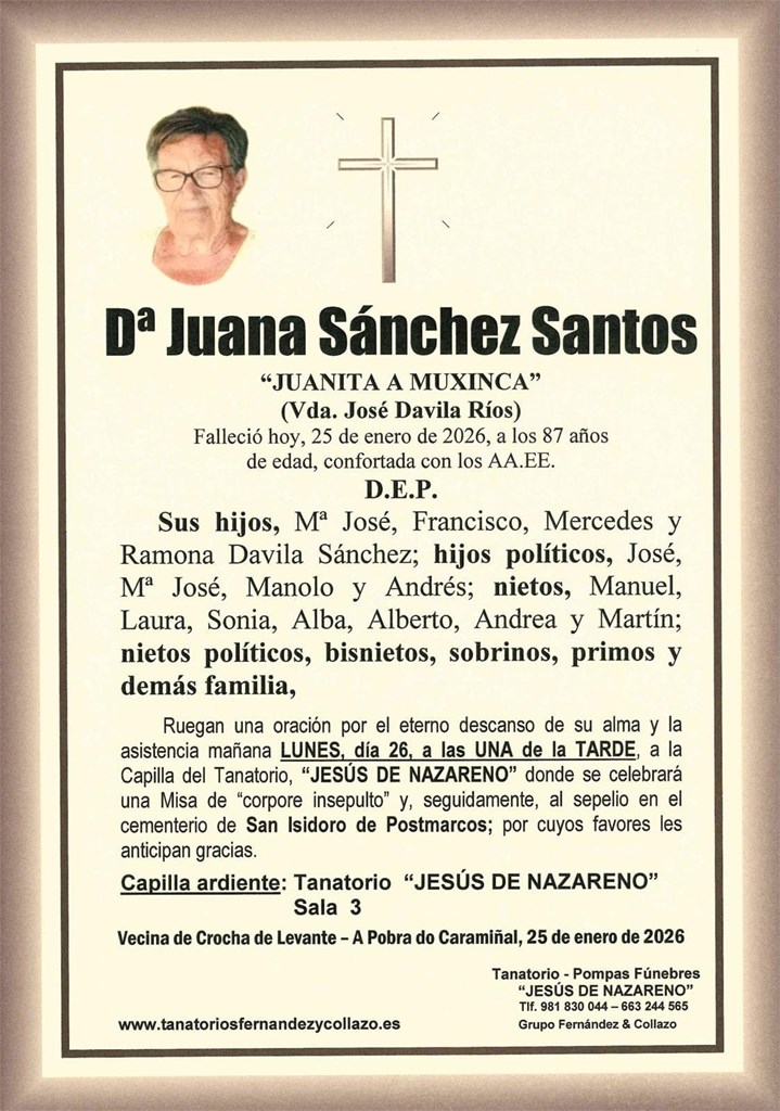 Dª JUANA SÁNCHEZ SANTOS