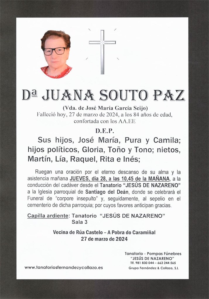 Dª JUANA SOUTO PAZ