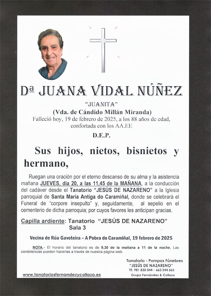 Foto principal Dª Juana Vidal Núñez