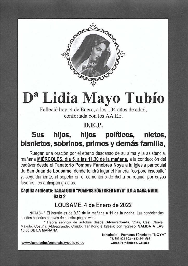 Dª LIDIA MAYO TUBÍO
