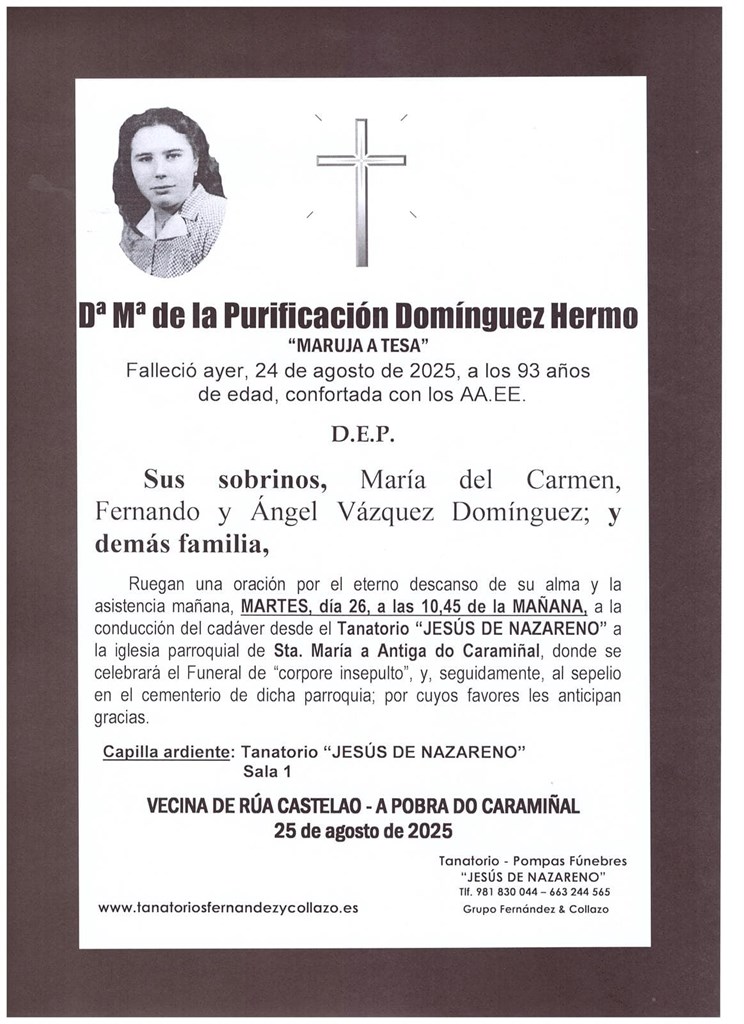 Dª Mª de la Purificación Domínguez Hermo