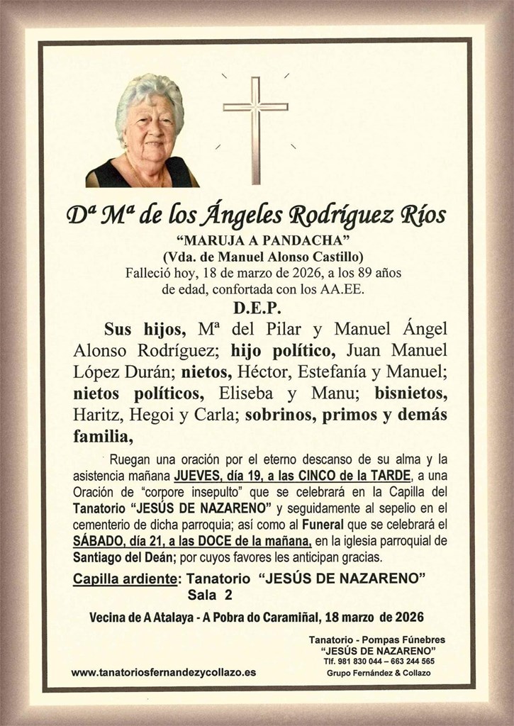 Dª Mª DE LOS ÁNGELES RODRÍGUEZ RÍOS