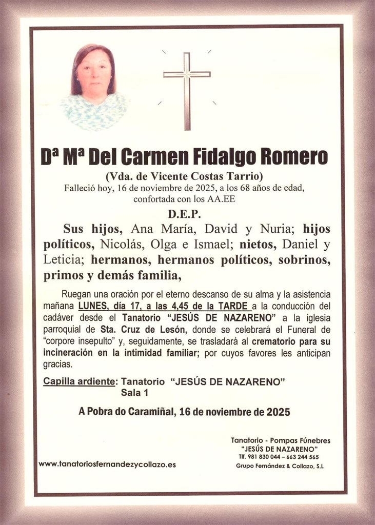 Dª Mª Del Carmen Fidalgo Romero 
