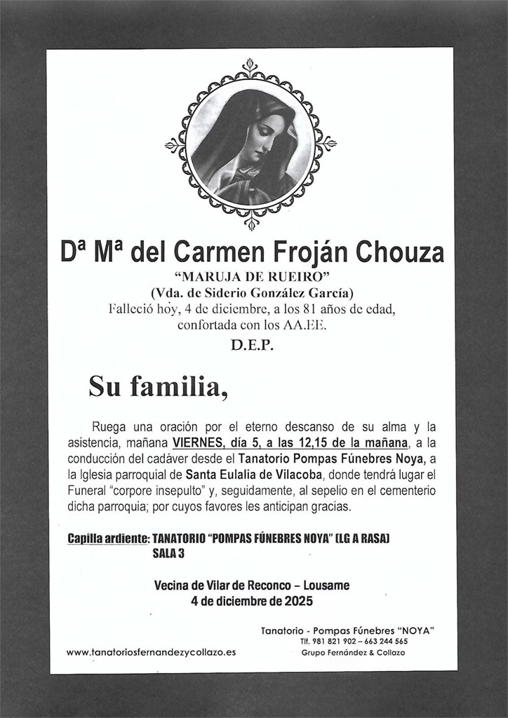 Dª Mª del Carmen Froján Chouza