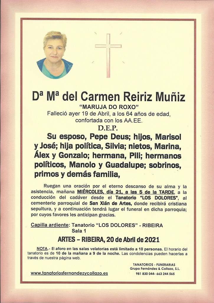 Foto principal Dª Mª DEL CARMEN REIRIZ MUÑIZ