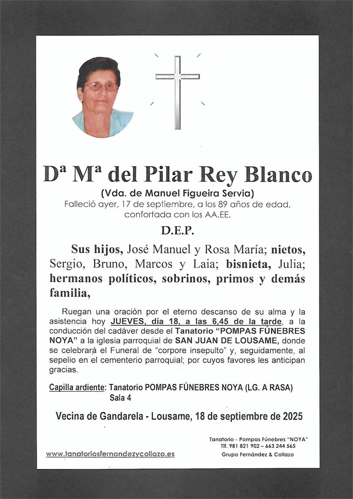 Dª Mª del Pilar Rey Blanco