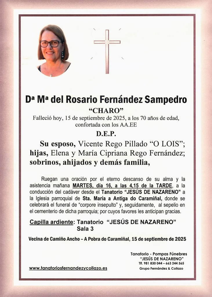 Dª Mª del Rosario Fernández Sampedro