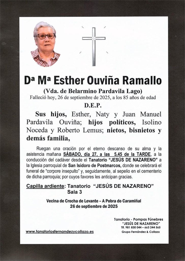 Dª Mª Esther Ouviña Ramallo