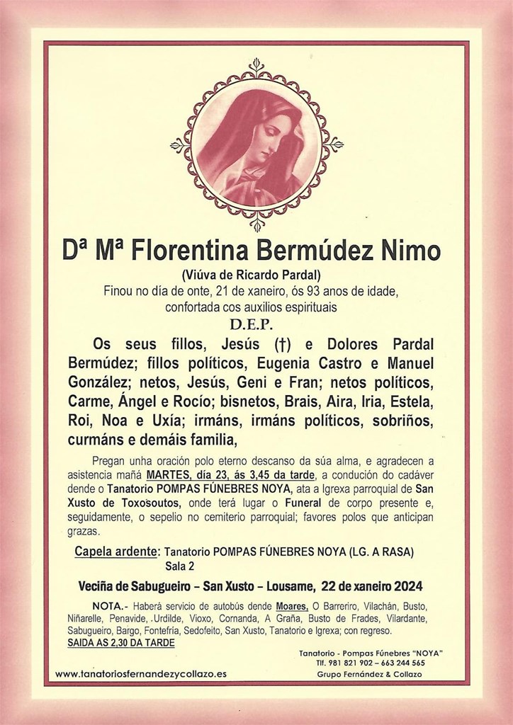 Foto principal Dª Mª Florentina Bermúdez Nimo