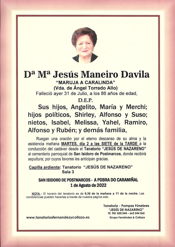 Dª Mª JESÚS MANEIRO DAVILA