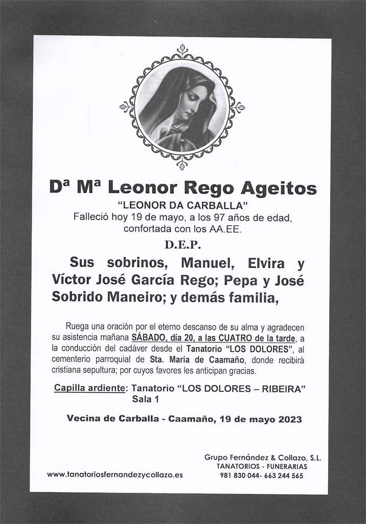 Dª Mª Leonor Rego Ageitos