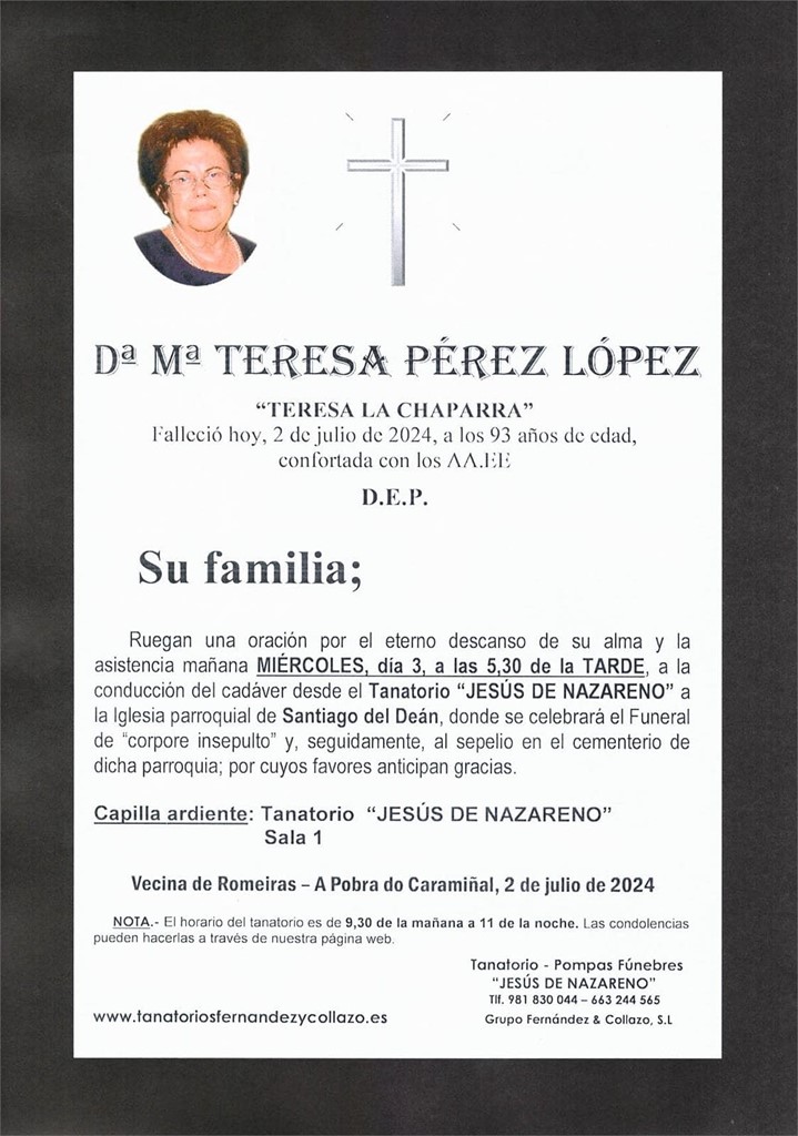 Foto principal Dª Mª Teresa Pérez López