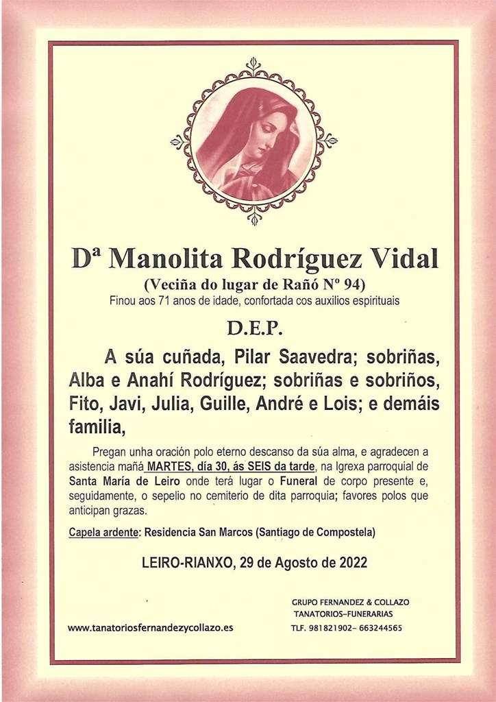 Foto principal Dª MANOLITA RODRÍGUEZ VIDAL
