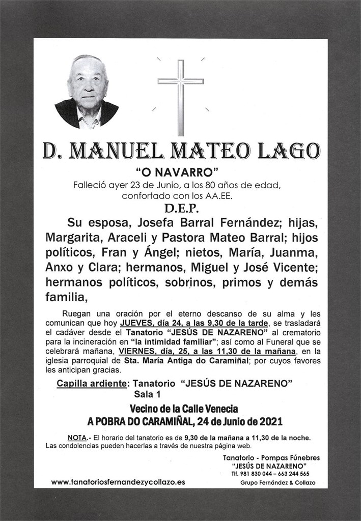 Foto principal D. MANUEL MATEO LAGO