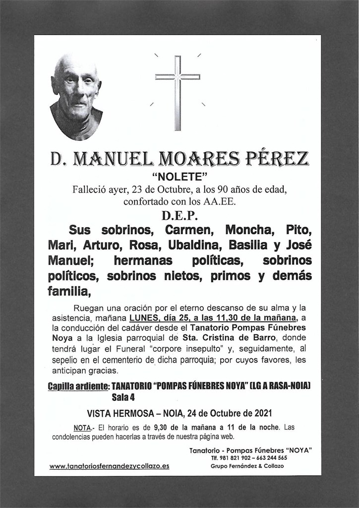 Foto principal D. MANUEL MOARES PÉREZ